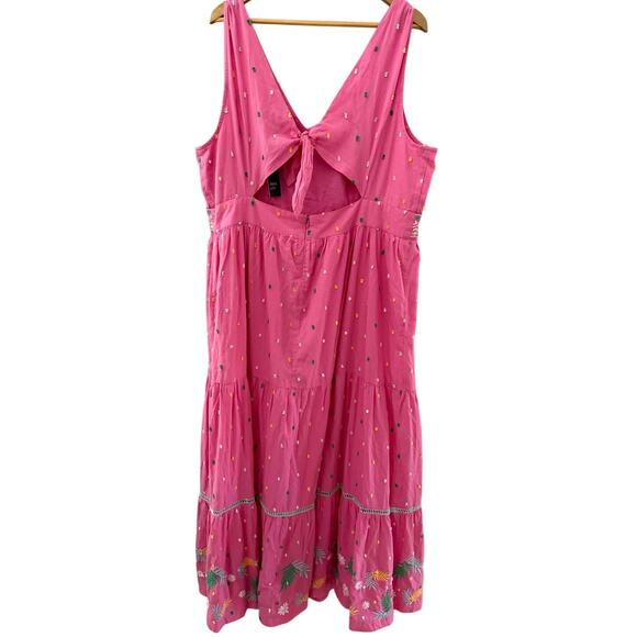Crown &‎ Ivy Plus Pink & Multicolor Embroidered Tie Back Maxi Dress Size 18W - Picture 7 of 12